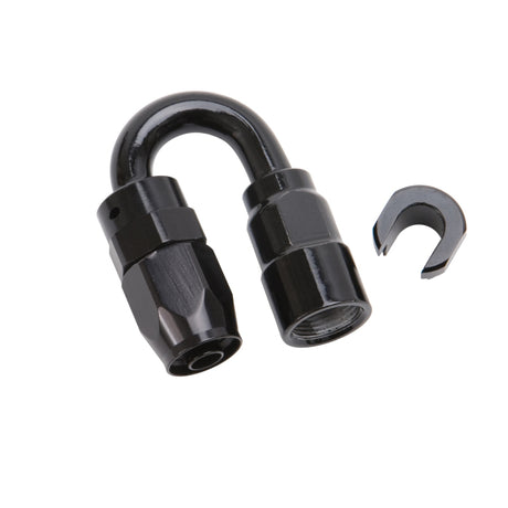 Russell Performance 3/8in SAE Quick Disc Female to -6 Hose Black 180 Degree Hose End Russell Fittings  AXOPROS