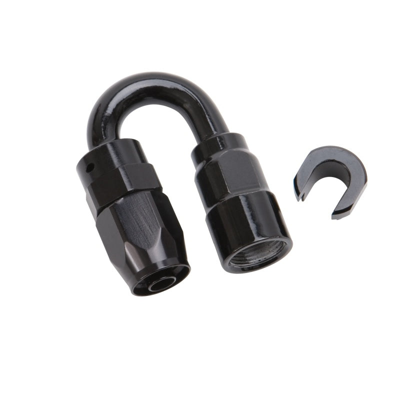 Russell Performance 3/8in SAE Quick Disc Female to -6 Hose Black 180 Degree Hose End Russell Fittings  AXOPROS