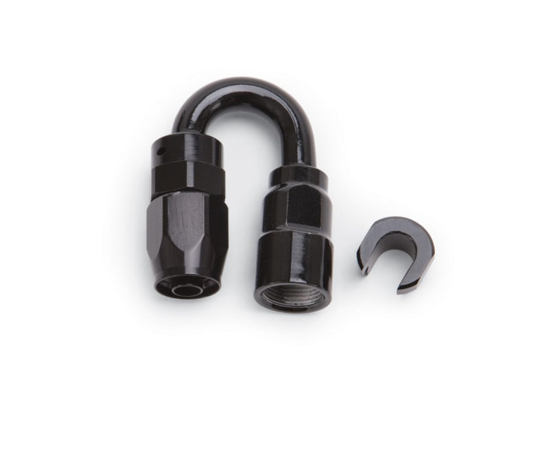 Russell Performance 3/8in SAE Quick Disc Female to -6 Hose Black 180 Degree Hose End Russell Fittings  AXOPROS