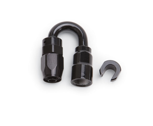 Russell Performance 3/8in SAE Quick Disc Female to -6 Hose Black 180 Degree Hose End Russell Fittings  AXOPROS