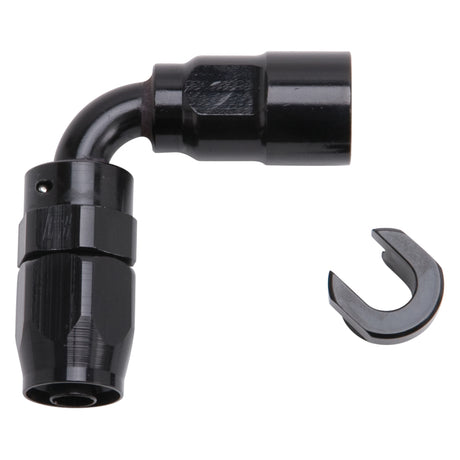 Russell Performance 3/8in SAE Quick Disc Female to -6 Hose Black 90 Degree Hose End Russell Fittings  AXOPROS