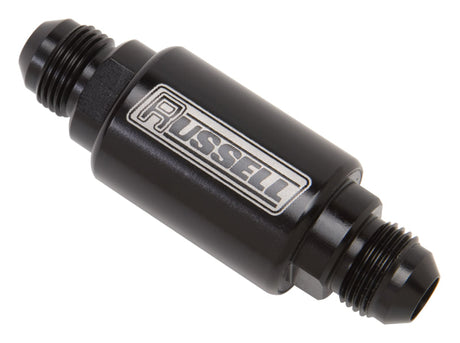 Russell Performance Black Anodized (3in Length 1-1/4in dia. -6 male inlet/outlet) Russell Fuel Filters  AXOPROS