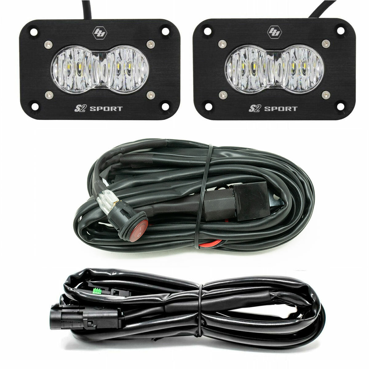 S2 Sport Black Flush Mount LED Light Pod Reverse Kit Baja Designs Auxiliary Light  AXOPROS
