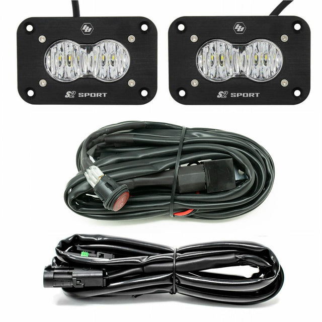 S2 Sport Black Flush Mount LED Light Pod Reverse Kit Baja Designs Auxiliary Light  AXOPROS