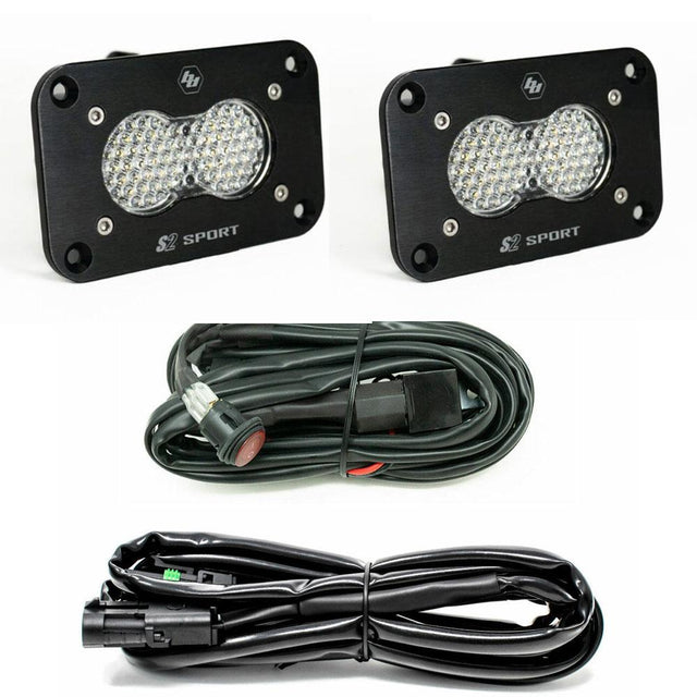 S2 Sport Black Flush Mount LED Light Pod Reverse Kit Baja Designs Auxiliary Light  AXOPROS