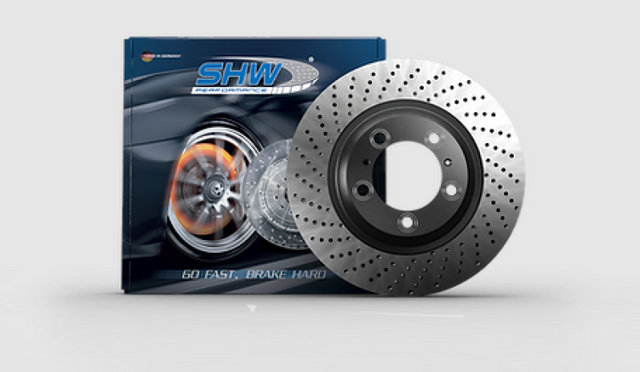 SHW 05-08 Porsche Boxster 2.7L Left Front Cross-Drilled Monobloc Brake Rotor (98735140101) SHW Performance Brake Rotors - Drilled  AXOPROS