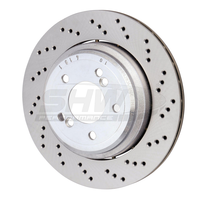 SHW 06-08 BMW Z4 3.2L Right Rear Cross-Drilled Lightweight Brake Rotor (34212282304) SHW Performance Brake Rotors - Drilled  AXOPROS