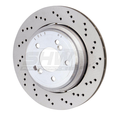SHW 06-08 BMW Z4 3.2L Right Rear Cross-Drilled Lightweight Brake Rotor (34212282304) SHW Performance Brake Rotors - Drilled  AXOPROS