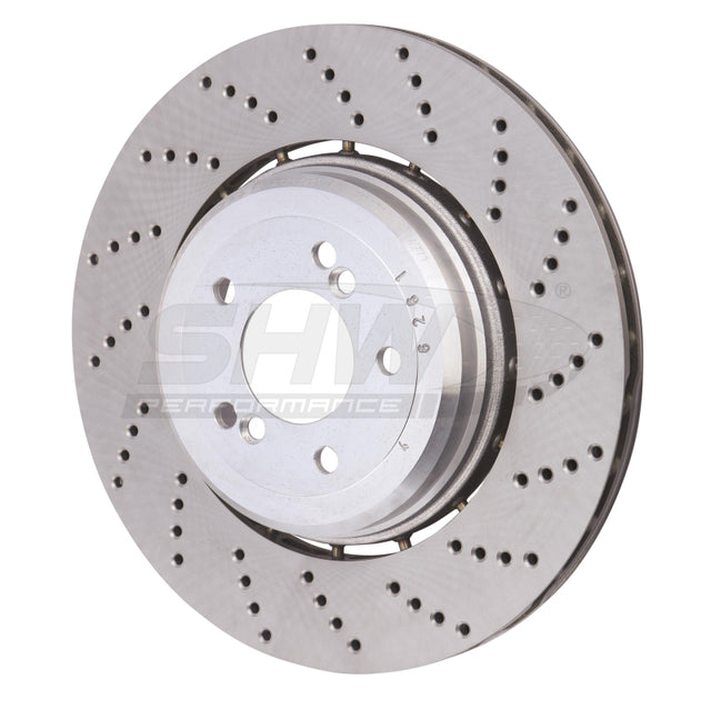 SHW 06-10 BMW M5 5.0L Right Rear Cross-Drilled Lightweight Brake Rotor (34212282808) SHW Performance Brake Rotors - Drilled  AXOPROS