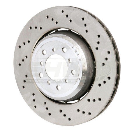 SHW 08-13 BMW M3 4.0L Right Front Cross-Drilled Lightweight Brake Rotor (34112283802) SHW Performance Brake Rotors - Drilled  AXOPROS