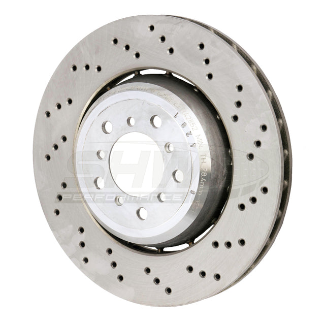 SHW 08-13 BMW M3 4.0L Right Front Cross-Drilled Lightweight Brake Rotor (34112283802) SHW Performance Brake Rotors - Drilled  AXOPROS