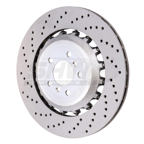 SHW 11-16 BMW M5 4.4L Left Rear Cross-Drilled Lightweight Brake Rotor (34212284103) SHW Performance Brake Rotors - Drilled  AXOPROS