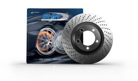 SHW 13-16 Porsche Boxster 2.7L w/o Ceramic Brakes Left Front Drill-Dimp MB Brake Rotor (98135140101) SHW Performance Brake Rotors - Drilled  AXOPROS