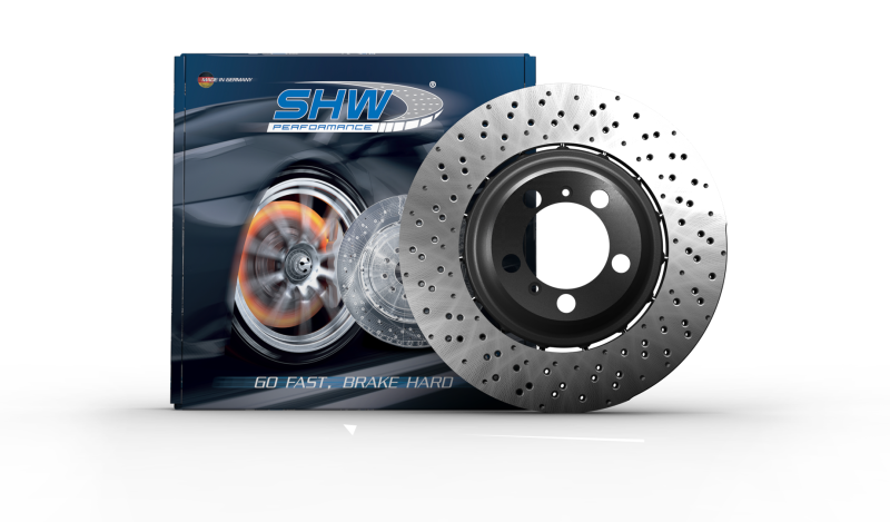 SHW 14-18 Audi RS7 4.0L Front Drilled-Dimpled Lightweight Wavy Brake Rotor (4G0615301AH) SHW Performance Brake Rotors - Drilled  AXOPROS
