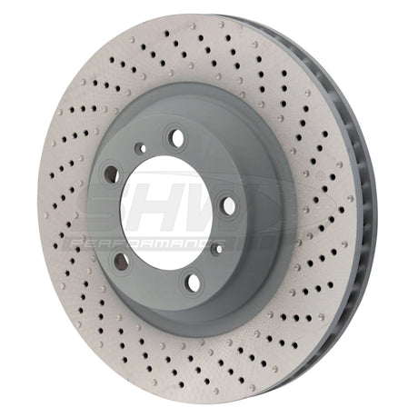 SHW 15-16 Porsche 911 Carrera 4 GTS w/o Ceramics Right Frt Drill-Dimp MB Brake Rotor (99135140401) SHW Performance Brake Rotors - Drilled  AXOPROS