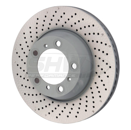 SHW 15-16 Porsche 911 Carrera 4GTS 3.8L w/o Ceramics Left Rr Drill-Dimp MB Brake Rotor (99635240502) SHW Performance Brake Rotors - Drilled  AXOPROS