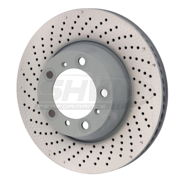 SHW 15-16 Porsche 911 Carrera 4GTS 3.8L w/o Ceramics Left Rr Drill-Dimp MB Brake Rotor (99635240502) SHW Performance Brake Rotors - Drilled  AXOPROS
