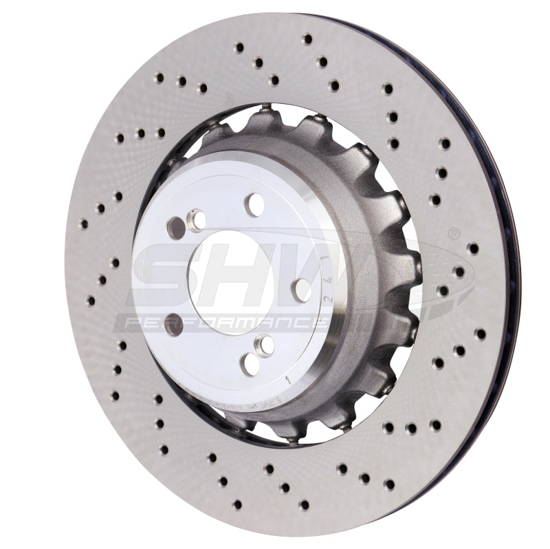SHW 15-18 BMW X5 M 4.4L Right Rear Cross-Drilled Lightweight Brake Rotor (34212284904) SHW Performance Brake Rotors - Drilled  AXOPROS
