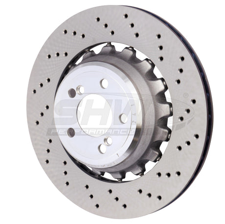 SHW 15-18 BMW X5 M 4.4L Right Rear Cross-Drilled Lightweight Brake Rotor (34212284904) SHW Performance Brake Rotors - Drilled  AXOPROS