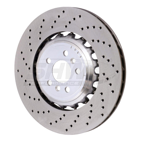 SHW 18-21 BMW M5 4.4L Left Rear Cross-Drilled Lightweight Brake Rotor (34217991103) SHW Performance Brake Rotors - Drilled  AXOPROS