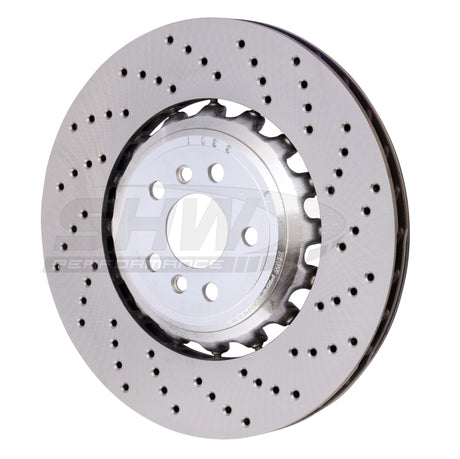 SHW 18-21 BMW M5 4.4L Right Rear Cross-Drilled Lightweight Brake Rotor (34217991104) SHW Performance Brake Rotors - Drilled  AXOPROS