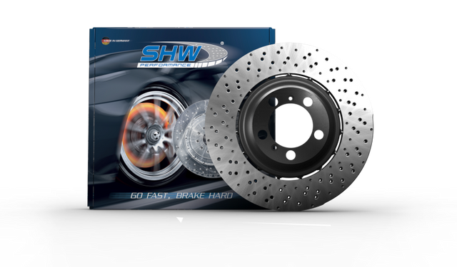 SHW 19-21 BMW M2 Competition 3.0L Left Rear Cross-Drilled Lightweight Brake Rotor (34118072019) SHW Performance Brake Rotors - Drilled  AXOPROS