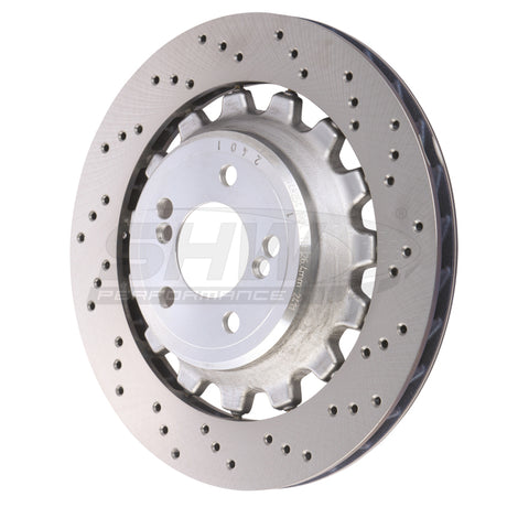 SHW 19-21 BMW M2 Competition 3.0L Right Rear Cross-Drilled Lightweight Brake Rotor (34118072020) SHW Performance Brake Rotors - Drilled  AXOPROS