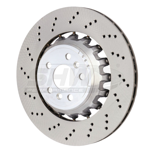 SHW 2020+ BMW X3 M 3.0L Left Rear Cross-Drilled Lightweight Brake Rotor (34118054827) SHW Performance Brake Rotors - Drilled  AXOPROS