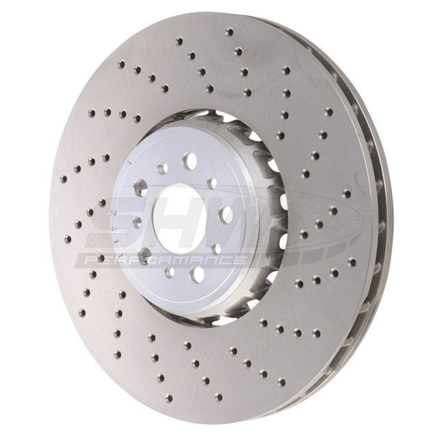 SHW 2020+ BMW X3 M 3.0L Right Front Cross-Drilled Lightweight Brake Rotor (34118054826) SHW Performance Brake Rotors - Drilled  AXOPROS