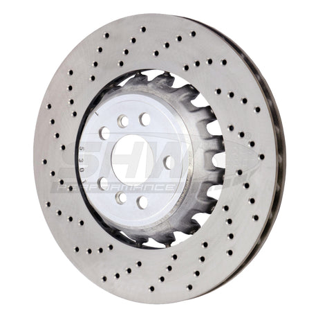 SHW 2020 BMW X5 M 4.4L Left Rear Cross-Drilled Lightweight Brake Rotor (34208074285) SHW Performance Brake Rotors - Drilled  AXOPROS