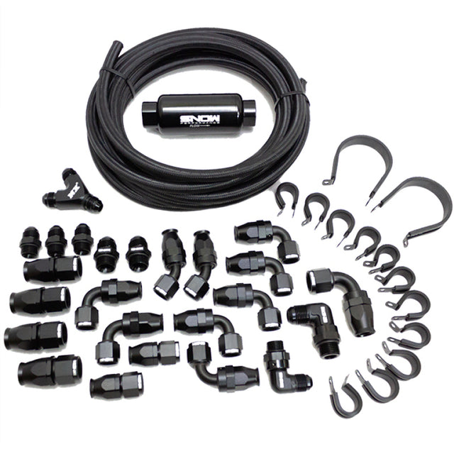 Snow Performance 10AN Braided Stainless Fuel Line Kit - Black Line Snow Performance Injection Pump Components  AXOPROS