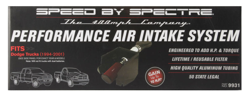 Spectre 94-01 Dodge RAM 1500/2500 V8-5.2/5.9L F/I Air Intake Kit - Polished w/Red Filter Spectre Cold Air Intakes  AXOPROS