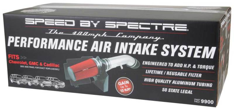 Spectre 99-07 GM Truck V8-4.8/5.3/6.0L F/I Air Intake Kit - Clear Anodized w/Red Filter Spectre Cold Air Intakes  AXOPROS