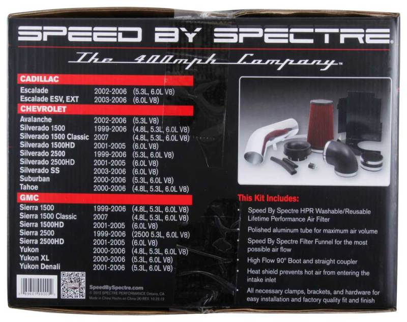 Spectre 99-07 GM Truck V8-4.8/5.3/6.0L F/I Air Intake Kit - Clear Anodized w/Red Filter Spectre Cold Air Intakes  AXOPROS