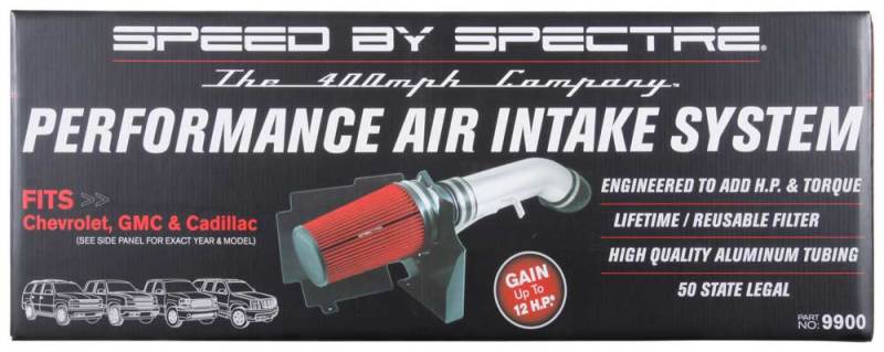 Spectre 99-07 GM Truck V8-4.8/5.3/6.0L F/I Air Intake Kit - Clear Anodized w/Red Filter Spectre Cold Air Intakes  AXOPROS