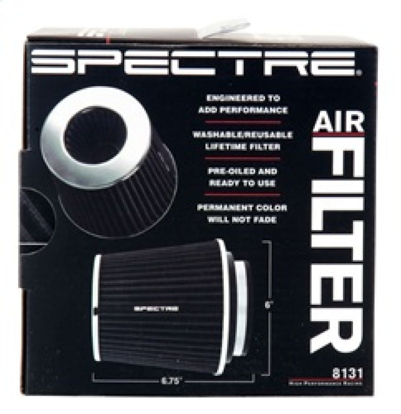 Spectre Adjustable Conical Air Filter 5-1/2in. Tall (Fits 3in. / 3-1/2in. / 4in. Tubes) - Black Spectre Air Filters - Universal Fit  AXOPROS