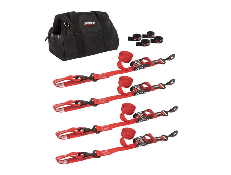 SpeedStrap 1 1/2In UTV Tie-Down Kit - Red SpeedStrap Cargo Tie-Downs  AXOPROS