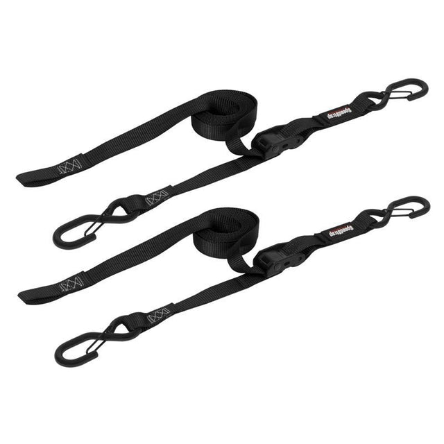SpeedStrap 1In x 10Ft CAM-Lock Tie Down w/ Snap FtSFt Hooks (2 Pack) - Black SpeedStrap Cargo Tie-Downs  AXOPROS