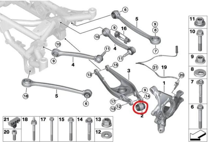 SPL Parts 04-19 BMW 3 Series/4 Series (E9X/F3X/F8X) Rear Lower Control Arm Knuckle Bushing SPL Parts Suspension Arm Bushings  AXOPROS