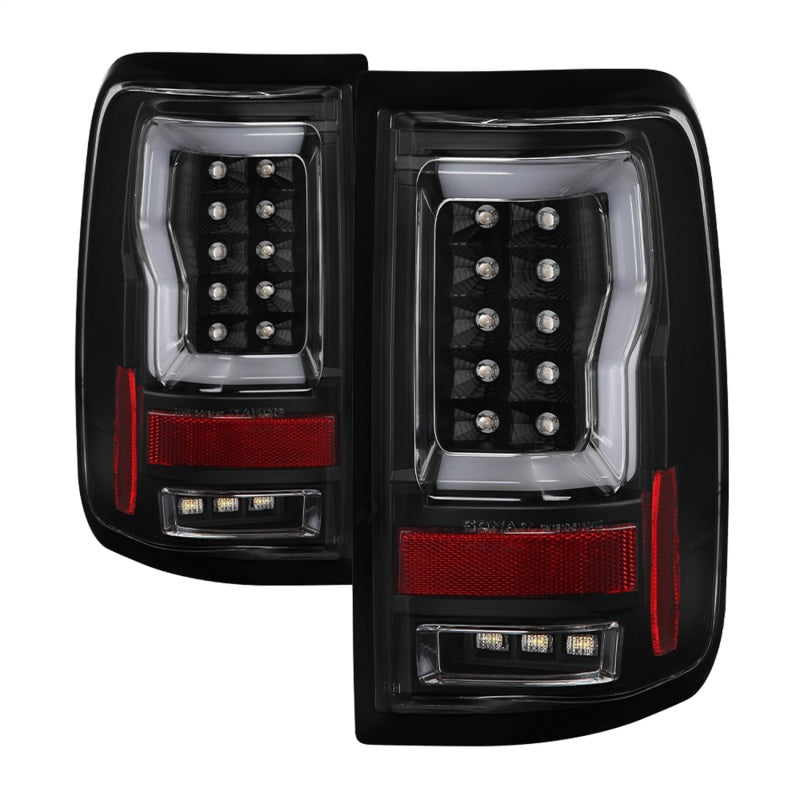 Spyder 04-08 Ford F-150 Projector Tail Lights - Light Bar DRL LED - Black ALT-YD-FF15004V2-LBLED-BK SPYDER Headlights  AXOPROS
