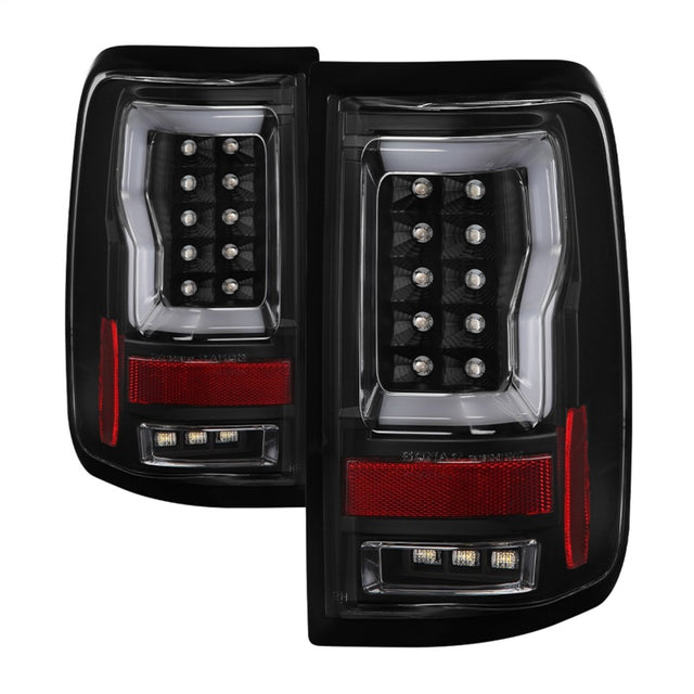 Spyder 04-08 Ford F-150 Projector Tail Lights - Light Bar DRL LED - Black ALT-YD-FF15004V2-LBLED-BK SPYDER Headlights  AXOPROS