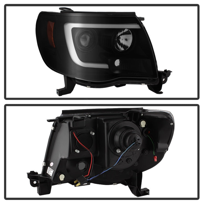 Spyder 05-11 Toyota Tacoma Ver 2 Proj Headlights - Light Bar DRL - Black Smoke PRO-YD-TT05V2-LB-BSM SPYDER Headlights  AXOPROS