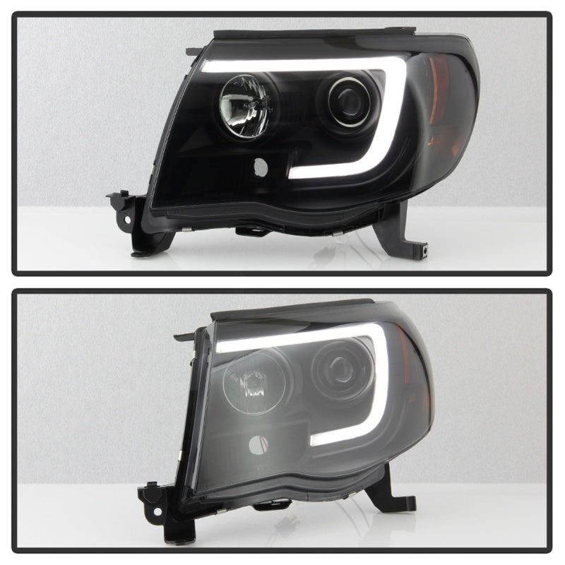Spyder 05-11 Toyota Tacoma Ver 2 Proj Headlights - Light Bar DRL - Black Smoke PRO-YD-TT05V2-LB-BSM SPYDER Headlights  AXOPROS