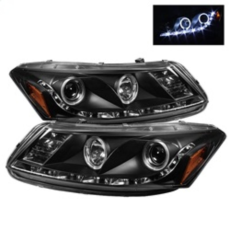 Spyder Honda Accord 08-12 4Dr Projector Headlights- LED Halo DRL Blk PRO-YD-HA08-4D-HL-BK SPYDER Headlights  AXOPROS