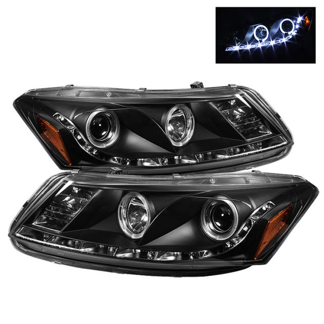 Spyder Honda Accord 08-12 4Dr Projector Headlights- LED Halo DRL Blk PRO-YD-HA08-4D-HL-BK SPYDER Headlights  AXOPROS