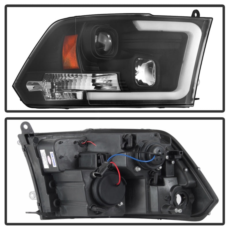 Spyder 09-16 Dodge Ram 1500 Version 2 Headlights Light Bar DRL Black PRO-YD-DR09V2-LBDRL-BK SPYDER Headlights  AXOPROS