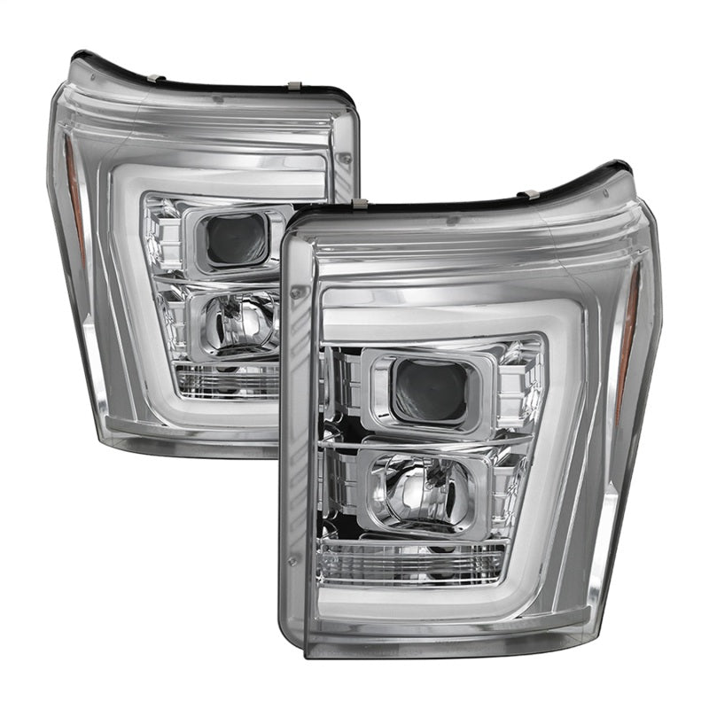 Spyder 11-16 Ford F-250/F-350 V2 Projector Headlights - Light Bar DRL - Chrome PRO-YD-FS11V2-LB-C SPYDER Headlights  AXOPROS