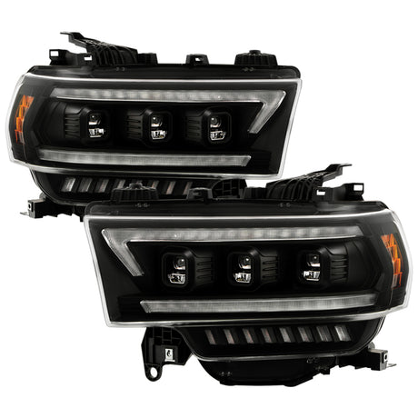 Spyder 19-22 Dodge Ram 2500/3500 (Halogen Model Only) Proj. Headlights (PRO-YD-DR19HDHALAP-SEQ-BK) SPYDER Headlights  AXOPROS