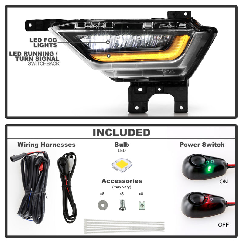 Spyder 21-23 Ford F150 w/ Turn Signal OEM Style Full LED Fog Lights w/ Switch FL-FF1502021-LED-T-C SPYDER Fog Lights  AXOPROS