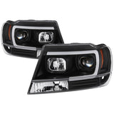 Spyder 99-04 Jeep Grand Cherokee Projector Headlights - Light Bar DRL LED - Black SPYDER Headlights  AXOPROS